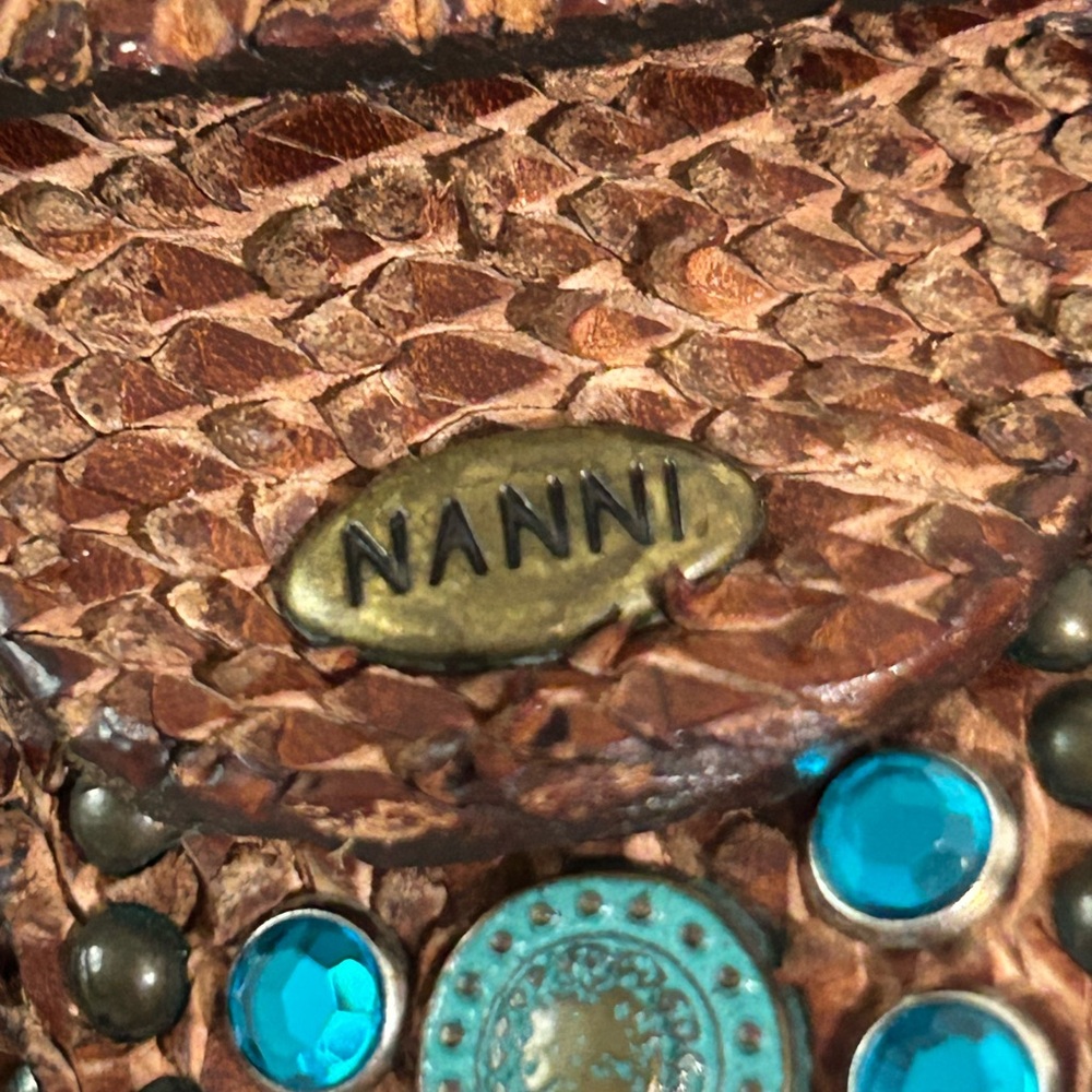 Nanni Italy Genuine Python Turquoise Studded Belt… - image 4
